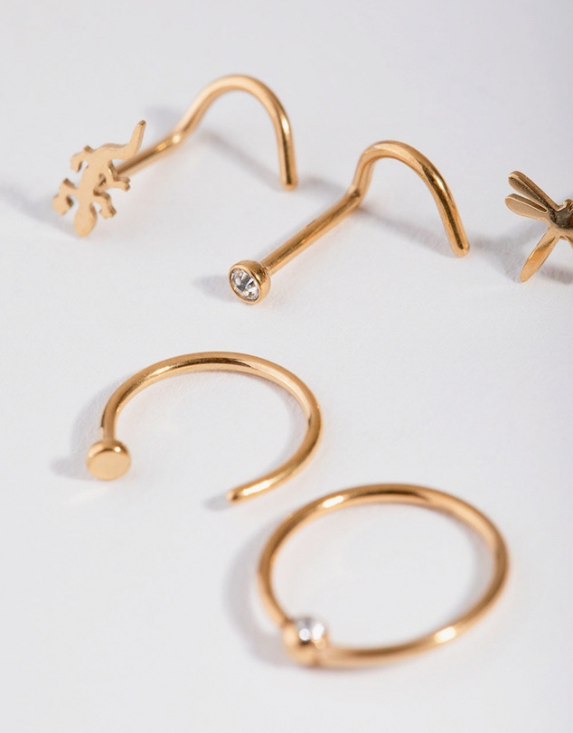 Lovisa - Surgical Steel Diamante Animal Nose Ring 6-Pack