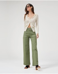 DRICOPER DENIM - Carrie Oil Green Wide Straight Leg Jeans
