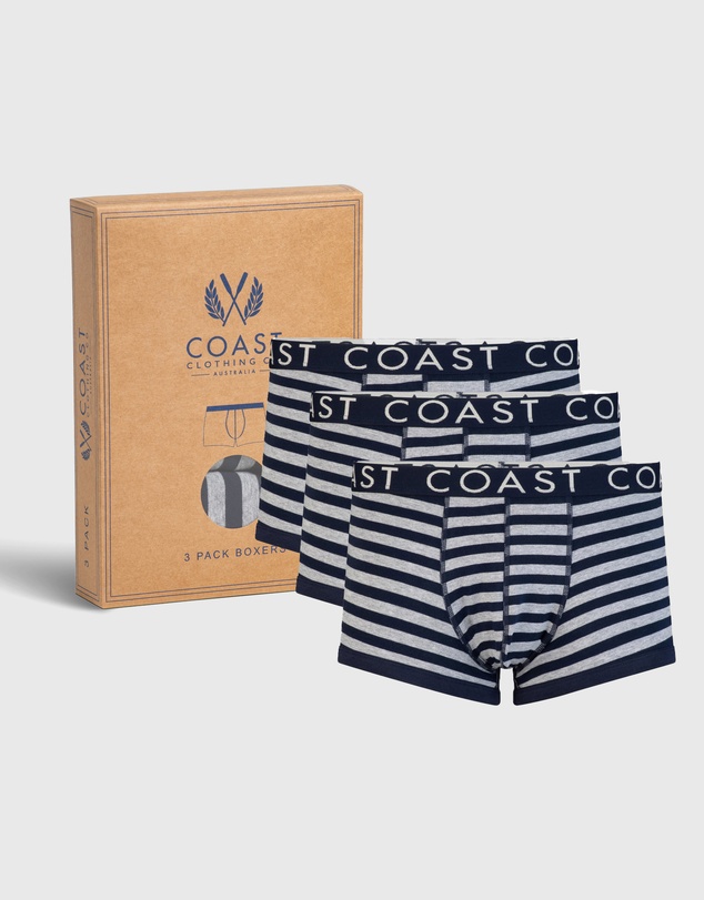 Coast Clothing - 3 Pack Stripe Boxer Briefs