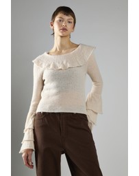 Glamorous - Boatneck bell sleeve ruffle jumper