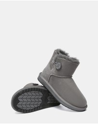 EVERAU - Australian Shepherd Ugg Mini Button Sheepskin Upper UGG Boots