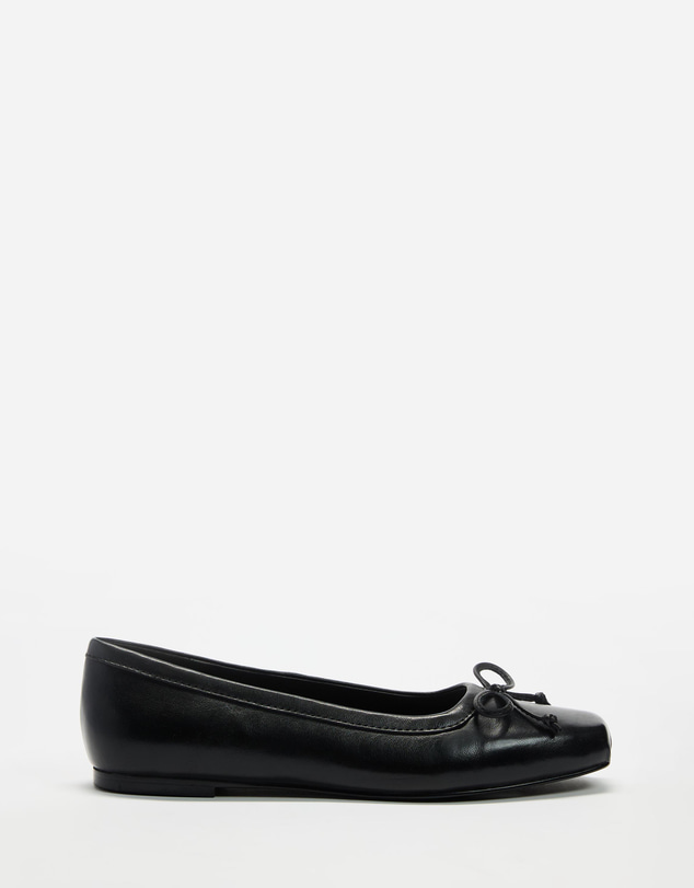 AERE - Square Toe Leather Ballet Flats - Women's
