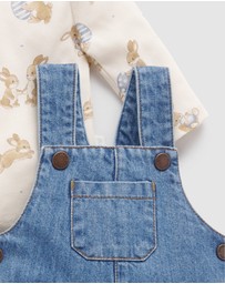 Purebaby - Bunny Denim Overall Set - Kids-Babies