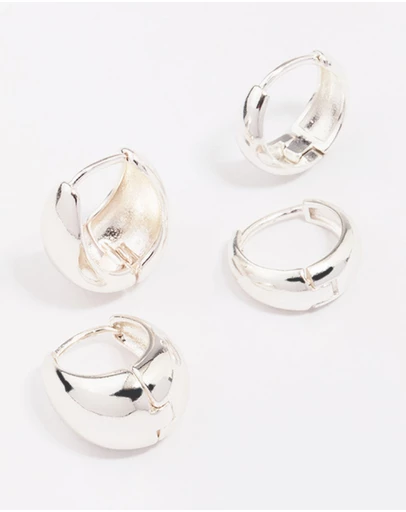 Lovisa - Silver Plated Bubble Huggie Earring Pack