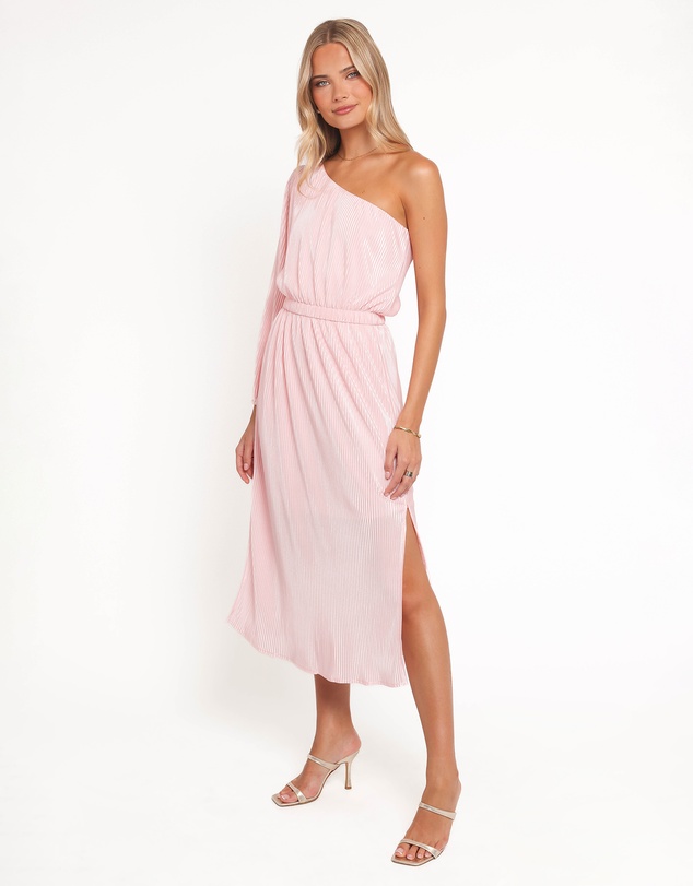 Petal & Pup - Pontee One Shoulder Pleated Midi Dress - Pink