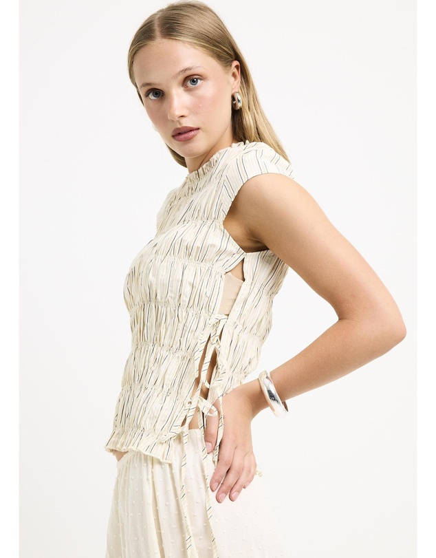 Subtitled - Belly Shirred Tie Top