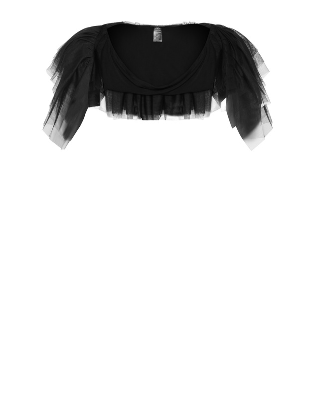 City Chic - Plus size Ruffle Mesh Shrug - black