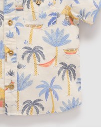 Purebaby - Palm Tree Linen Blend Shirt -Kids-Babies