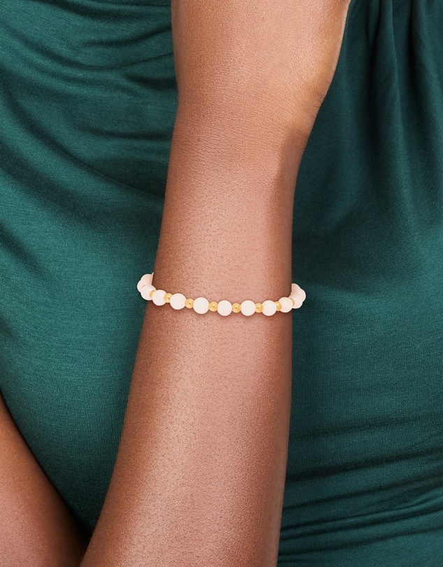 Lovisa - Waterproof Gold Plated Stainless Steel Rose Quartz Beaded Stretch Bracelet