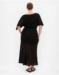 City Chic - Plus size Cassie Crochet Knit Dress - black