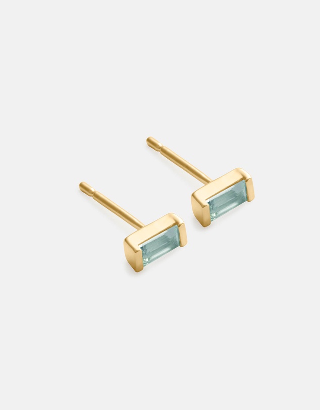 Kirstin Ash - Baguette Birthstone Studs March - Swiss Blue Topaz