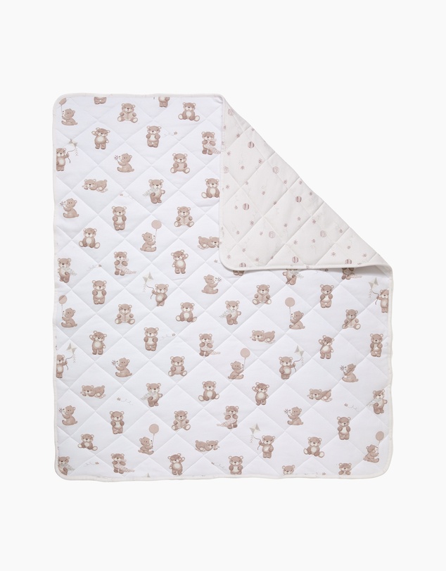 Living Textiles - Reversible Quilted Cot Comforter - Cuddly Bear