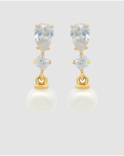 Georgini - Georgini Chic Noel Freshwater Pearl Pyrmont Earrings Gold