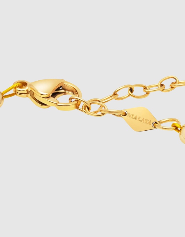Nialaya Jewellery - Pearl Choker with Flower Beads