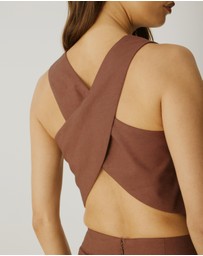 Atmos&Here - Yasmin Linen Blend Cross Back Vest