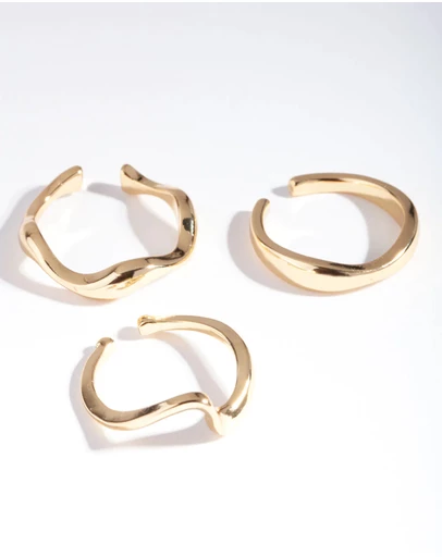 Lovisa - Gold Plated Molten Ring Pack