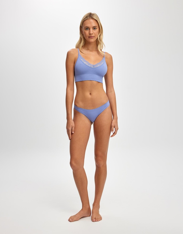 Cotton On Body - Seamless Longline Lace Trim Bralette