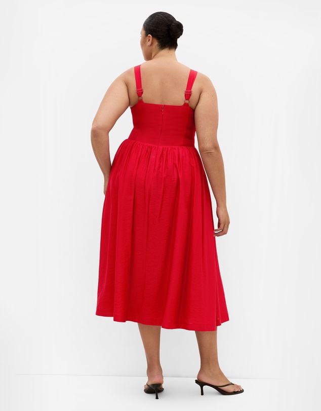 City Chic - Plus size Jia Basque Waist Midi Dress - red