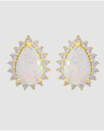 Georgini - Georgini Opal Glow Rozelle White Created Opal Gold Earrings