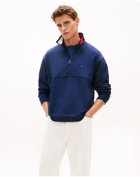 Tommy Hilfiger - Colour-Blocked Collar Terry Half-Zip Jumper