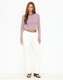 Dazie - Blush LS Stripe T-Shirt