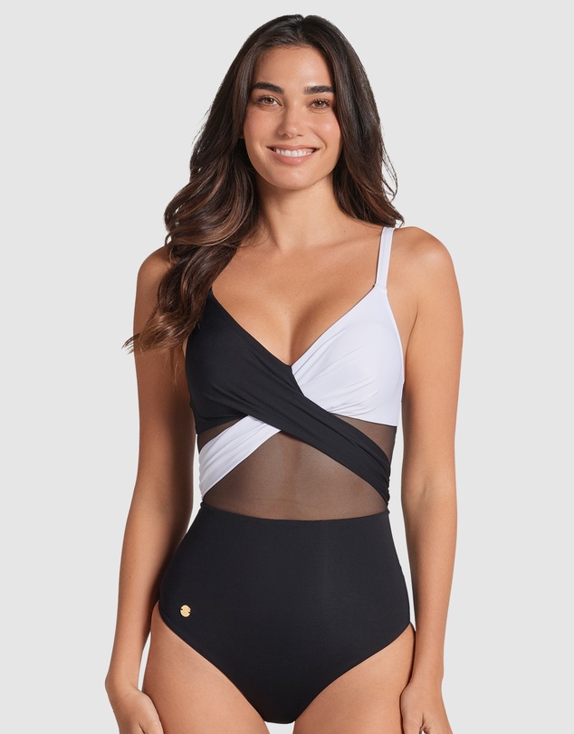 Leonisa - Recycled Nylon Shaping One-Piece Swimsuit with Mesh