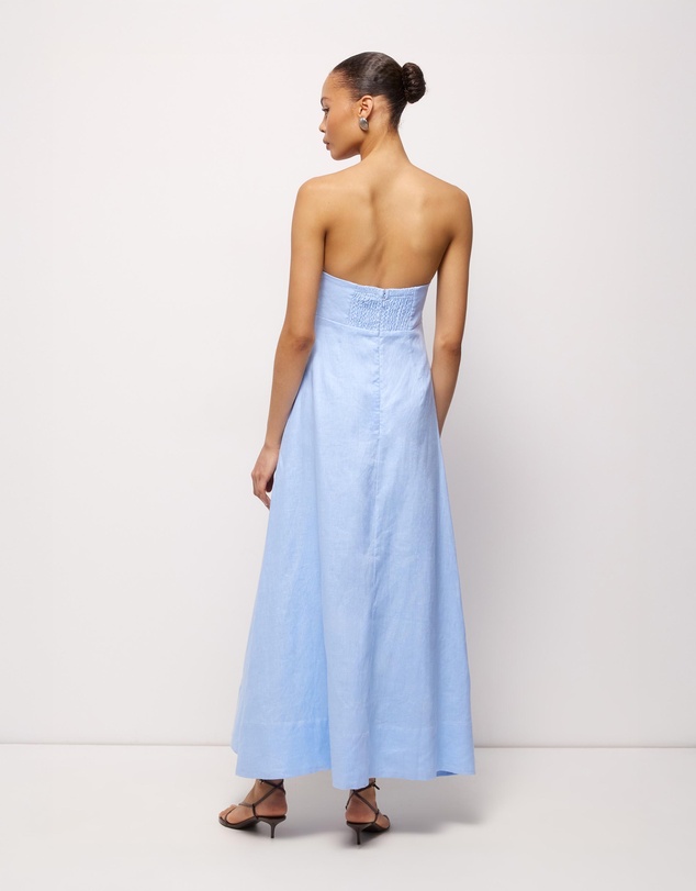 AERE - Cova Pleat Trim Linen Midi Dress