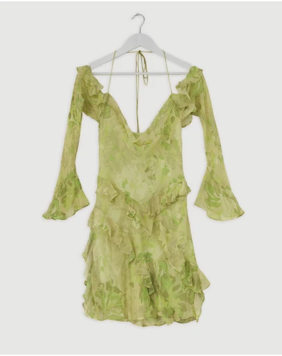 Revibe - Repaired Shona Joy Miller Long Sleeve Ruffle Mini Dress - AU 10