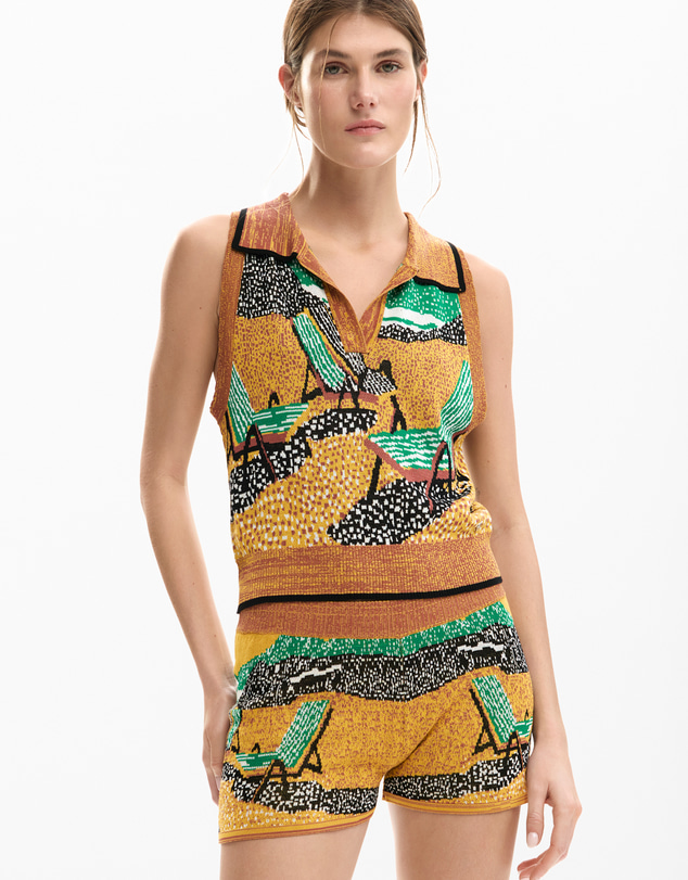 Desigual - Sleeveless jacquard T-shirt