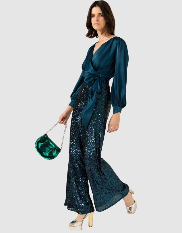 SACHA DRAKE - Satin Faux Wrap Top