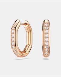 Swarovski - Dextera hoop earrings, Octagon shape, Round cut, Small, White, Rose gold-tone plated