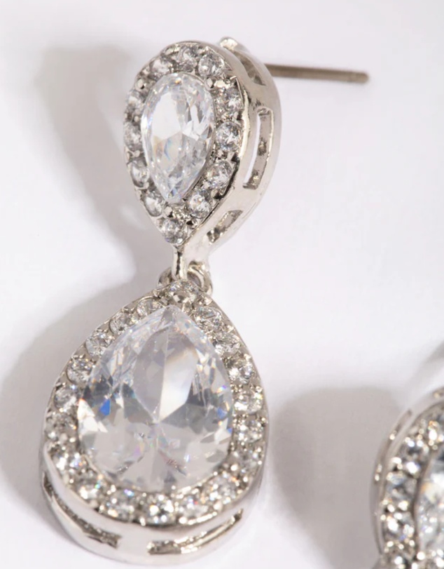 Lovisa - Silver Cubic Zirconia Angelina Drop Earrings