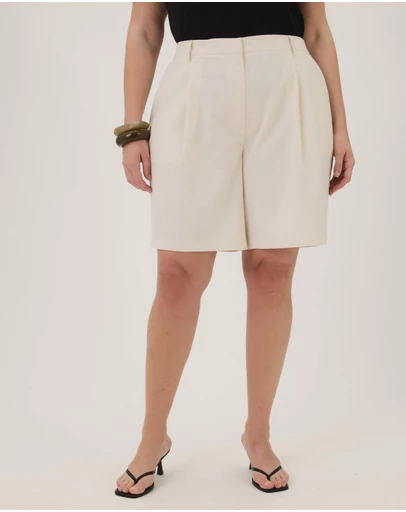 Atmos&Here Curvy - Freya Linen Blend Bermuda Shorts
