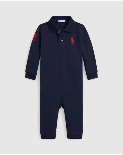 Polo Ralph Lauren - Big Pony Cotton Mesh Polo Coverall - Babies