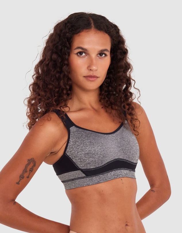 Bras N Things - Cool It Contour Underwire Sports Bra - Grey/Black