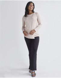 Angel Maternity - Monique Long Sleeve  Nursing Petal Top -Blush Pink