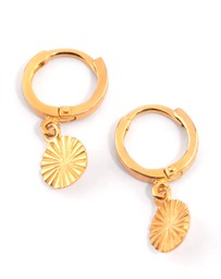Lovisa - Gold Plated Sterling Silver Etched Huggie Hoop Earrings