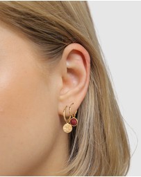 Elli Jewelry - Earrings Set Agate Circle 925 Sterling Silver Gold-Plated
