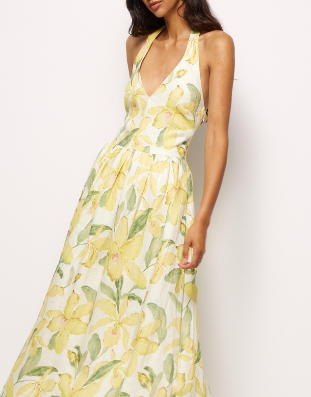 AERE - Sani Halter Linen Midi Dress
