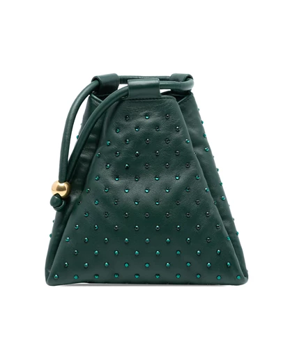 Pre-Loved by Azura Reborn - Pre-Loved Mini Lambskin Crystal Embellished Triangle Handbag