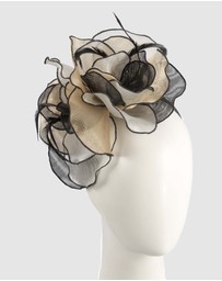 Max Alexander - Nude Black Organza Flower Fascinator