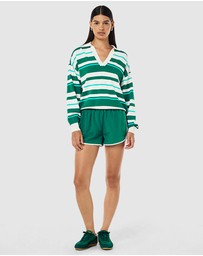P.E Nation - Retreat Stripe Collar Knit Top