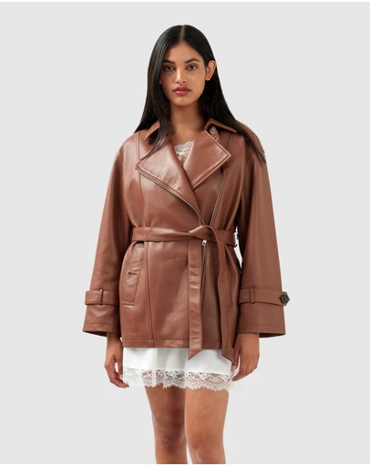 Belle & Bloom - BFF Belted Leather Jacket