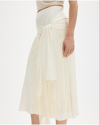 Minima Esenciales - Svea Midi Skirt With Detachable Fringe Scarf Belt