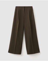 M.N.G - Wide-Leg Mid-Rise Pleated Trousers