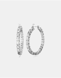 Swarovski - Matrix Hoop Earrings, Round Cut, White, Rhodium Plated