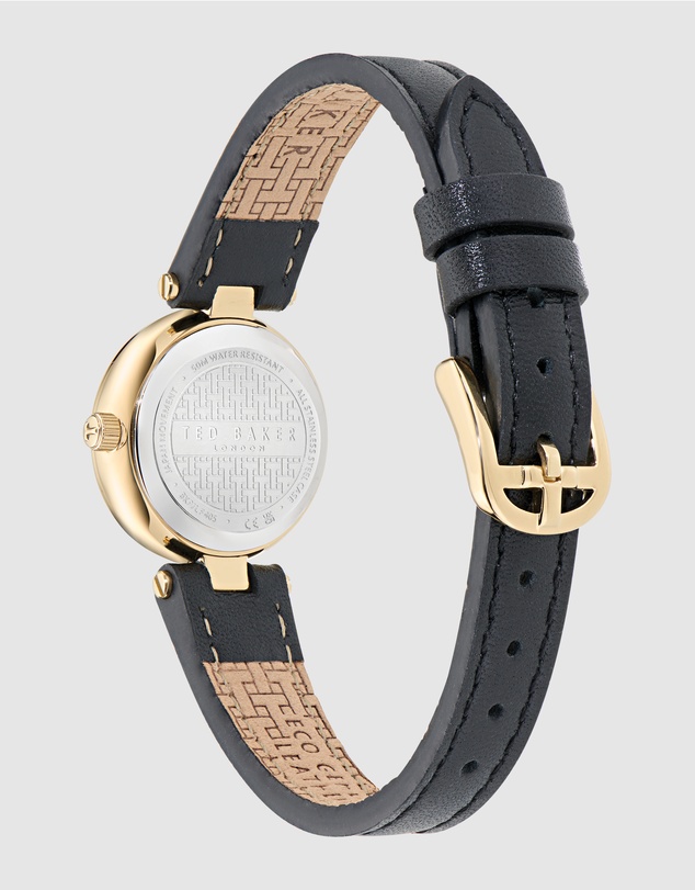 Ted Baker - Jolyye 24mm Gold-Tone Case with Black Dial and Leather Strap