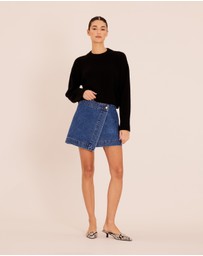 AERE - Denim Wrap Over Mini Skirt