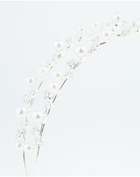 Lovisa - Silver Leaf Diamante Pearl Wire Layered Headband