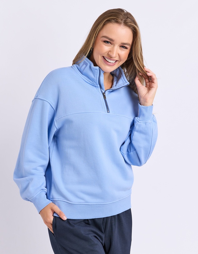 Foxwood - College Pigment Zip Crew Bluebell